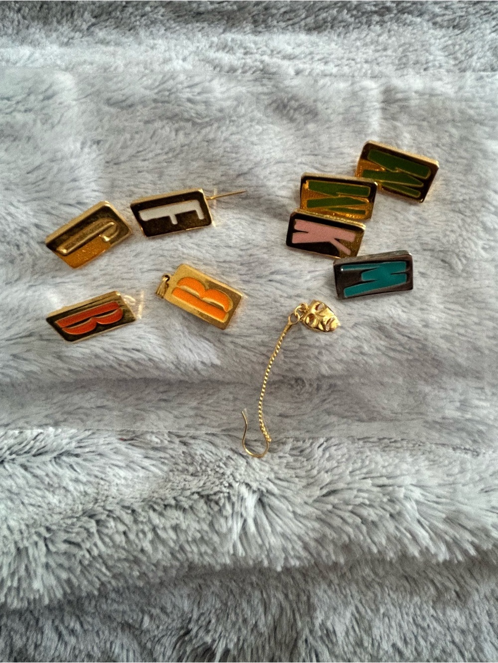 5/$25 Gold Letter Enamel monogram brooches - Multicolor